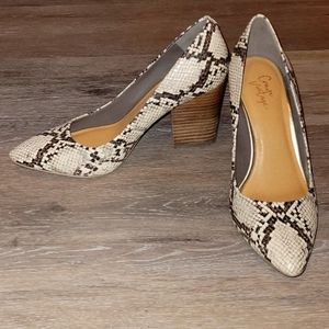 Crown Vintage Snakeskin Block Heels